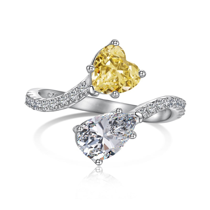 Heart Crossover CZ Ring