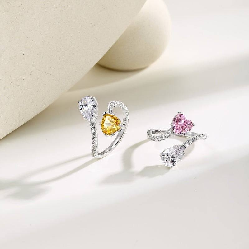 Heart Crossover CZ Ring