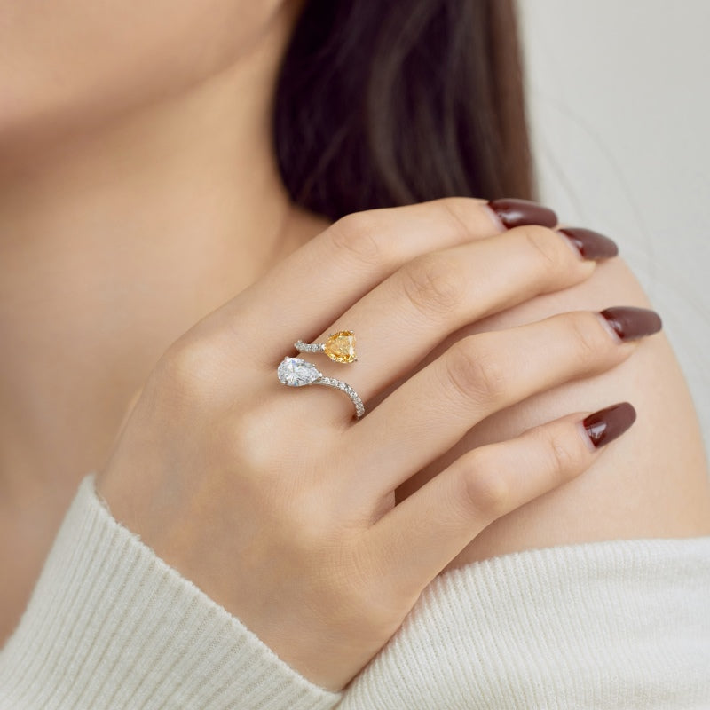 Heart Crossover CZ Ring