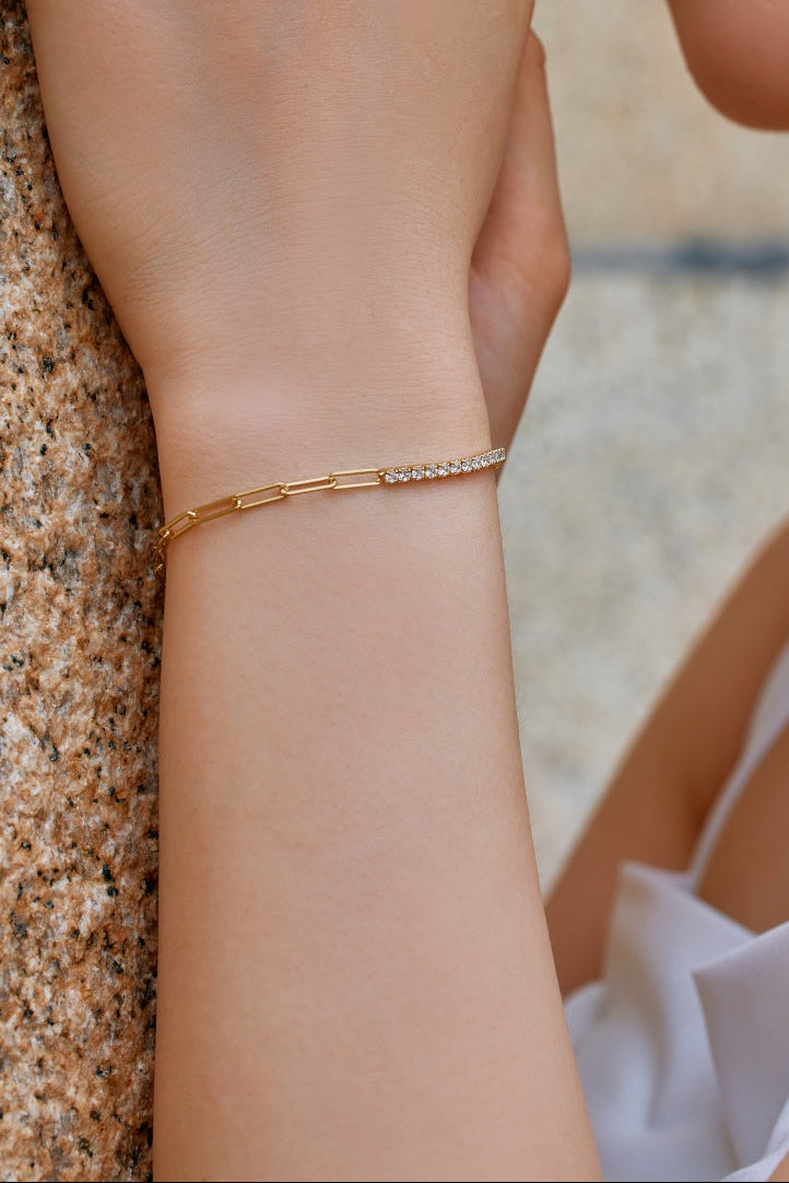 Mixed Chain Tennis Bracelet – 18K Gold Plated 925 Silver