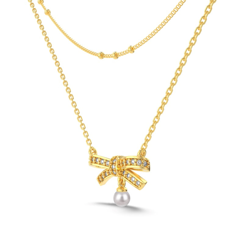 Bow Pearl Necklace