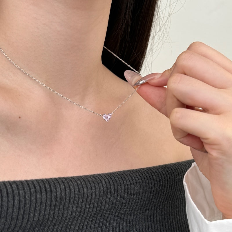 Dainty Pink Mini Heart Necklace –