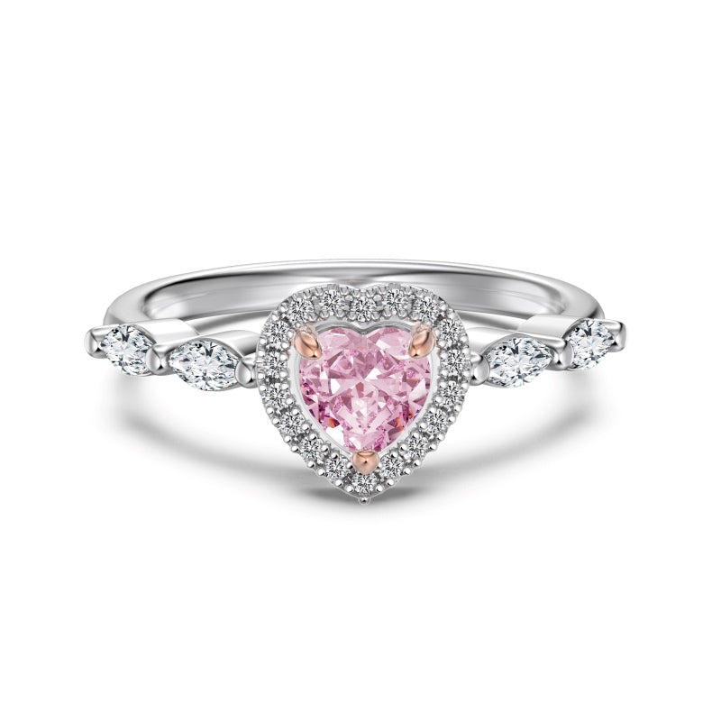 Romantic Pink CZ Heart Ring