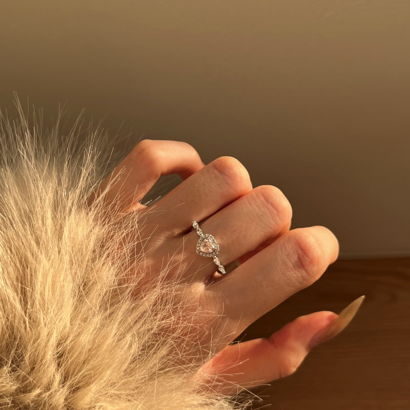 Romantic Pink CZ Heart Ring