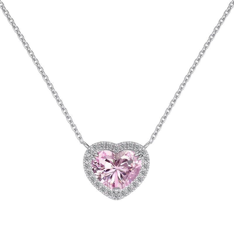 Pink Heart Halo Necklace