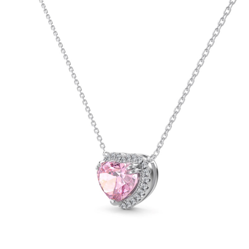 Pink Heart Halo Necklace