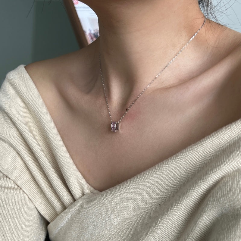Minimal Pink CZ Necklace