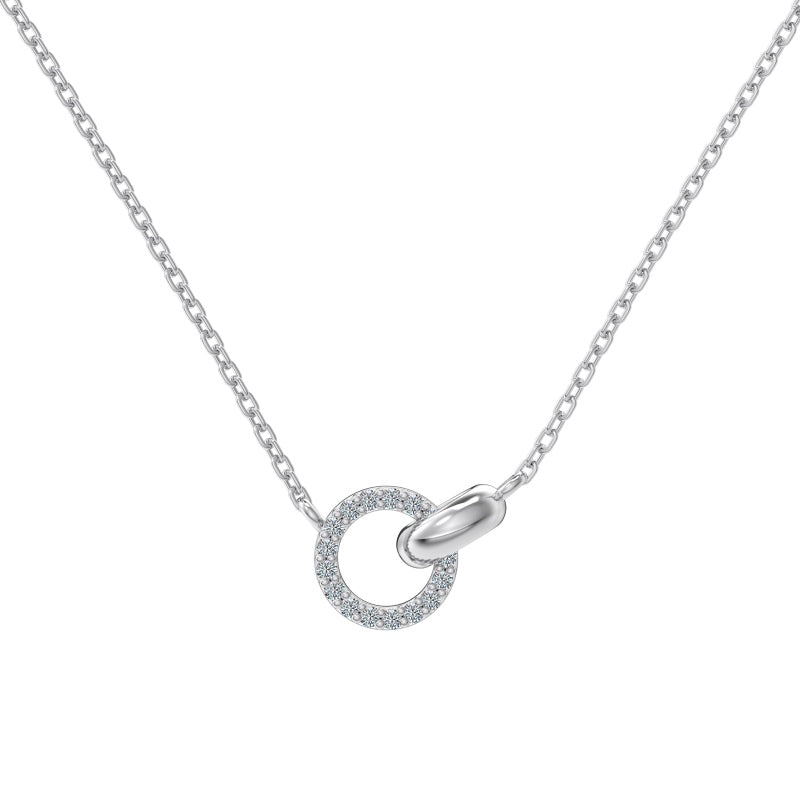 Moissanite Circle necklace - 925 Silver Rhodium Plated