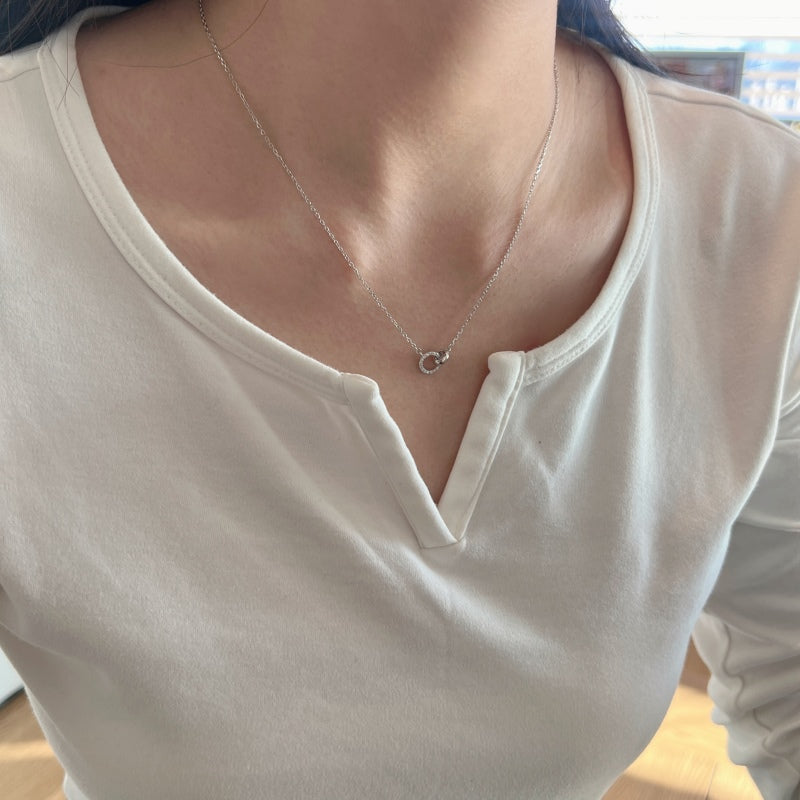 Moissanite Circle necklace - 925 Silver Rhodium Plated