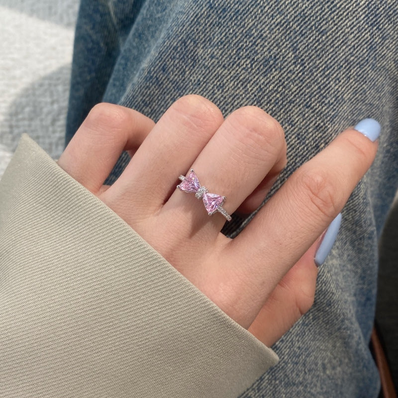 Pink Bow CZ Ring