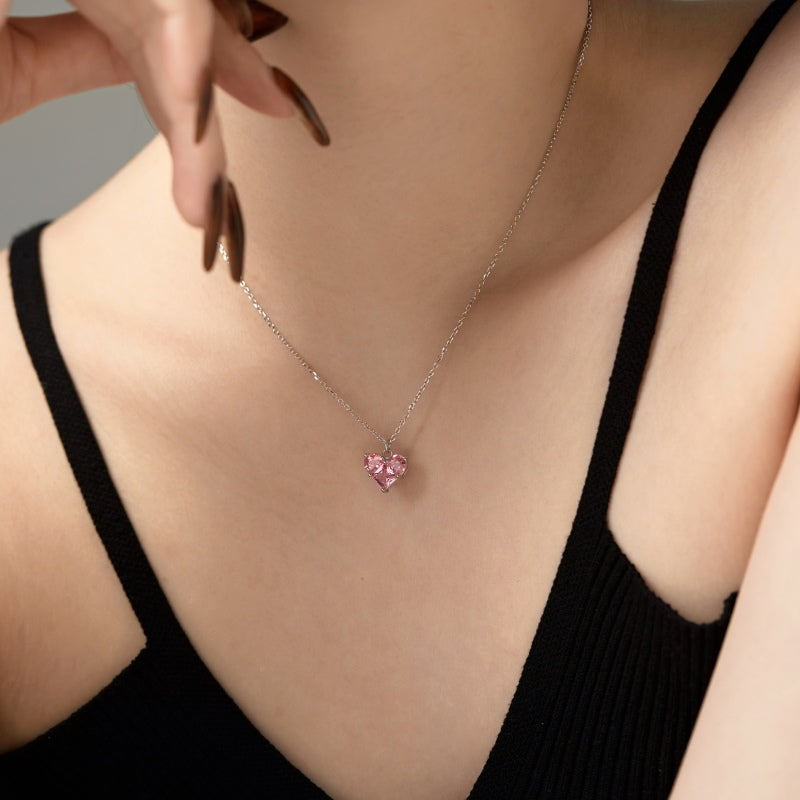 Pink Pavé Heart Pendant