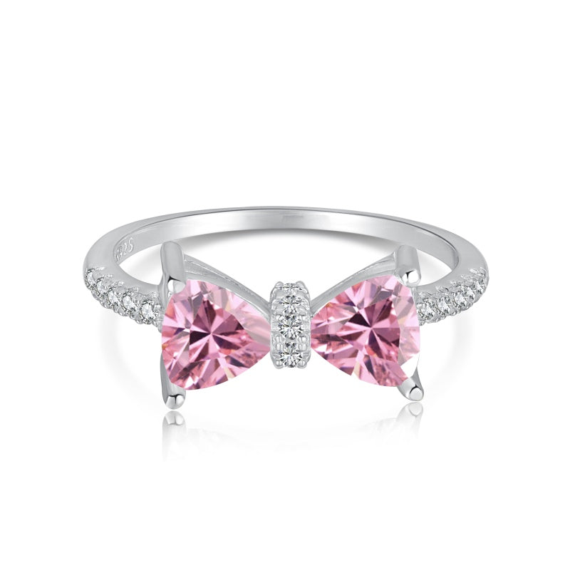 Pink Bow CZ Ring